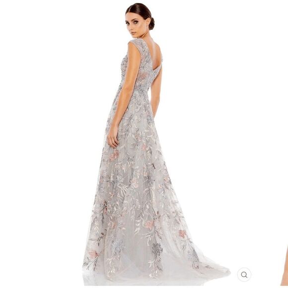 Mac Duggal 20263 Emery Embroidered Gown Dress Gray 6 - Picture 5 of 16